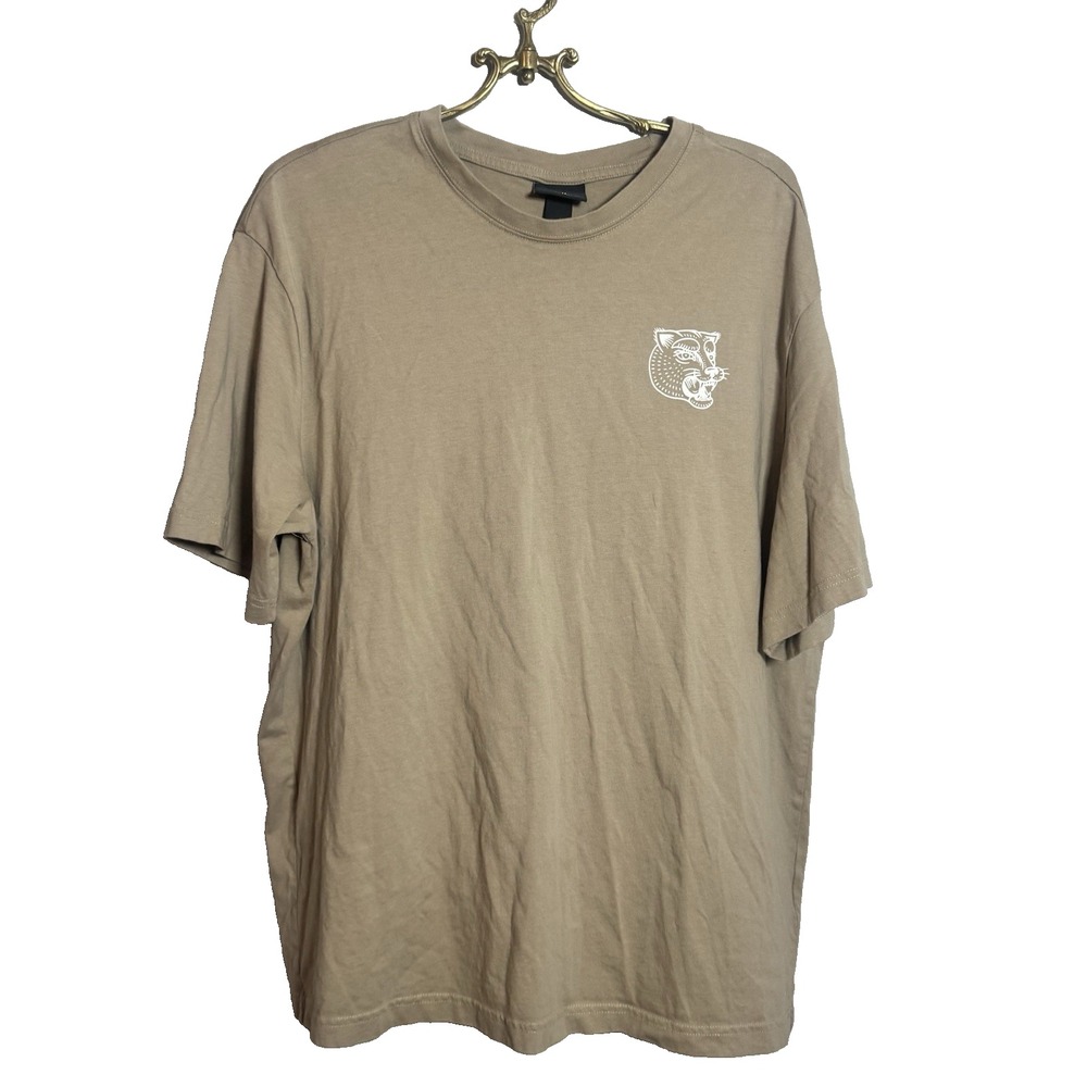 H&M Skull Bones Graphic T Shirt Beige Aztec Cougar Short Sleeve Box Cut Tee XL